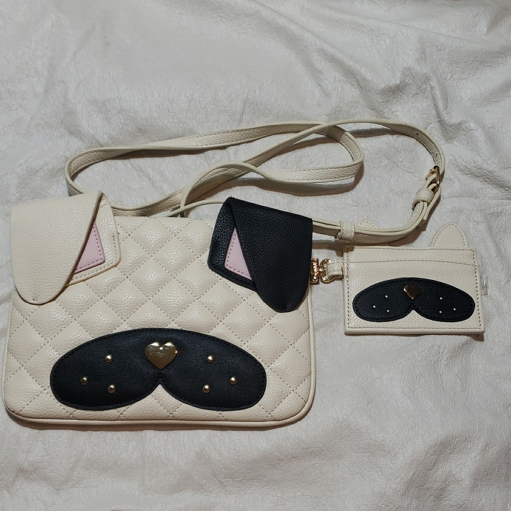 Betsey Johnson Pug Crossbody Bag plus Card Case